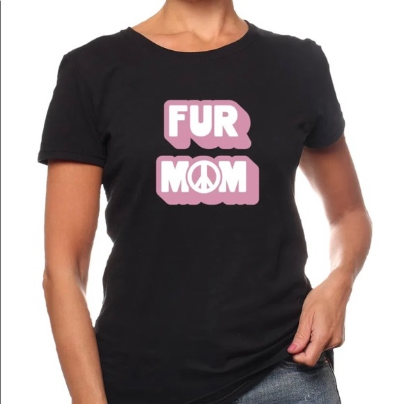 Women's T-Shirt Fur Mom for Peace Dog Mom Tee - Picture 1 of 2